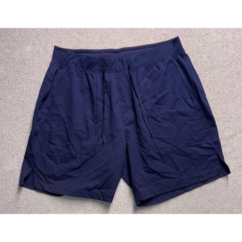 Crane Men's Performance Athletic Shorts - Navy Blue Size Large